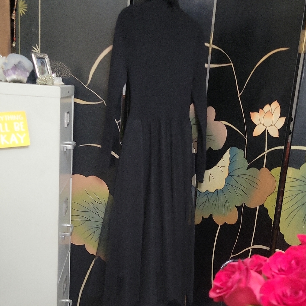 Beautiful Long Ribbed Sweater Dress Size M Long Sleeve High Neck